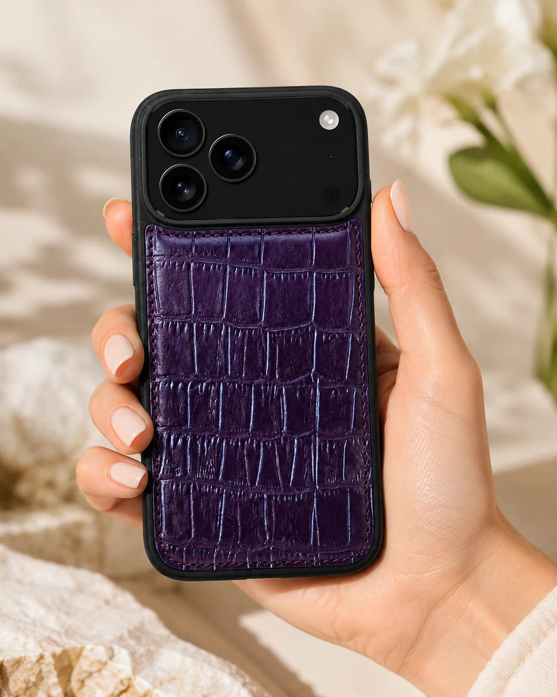 Premium iPhone Kılıfı | Mor Mat Croco