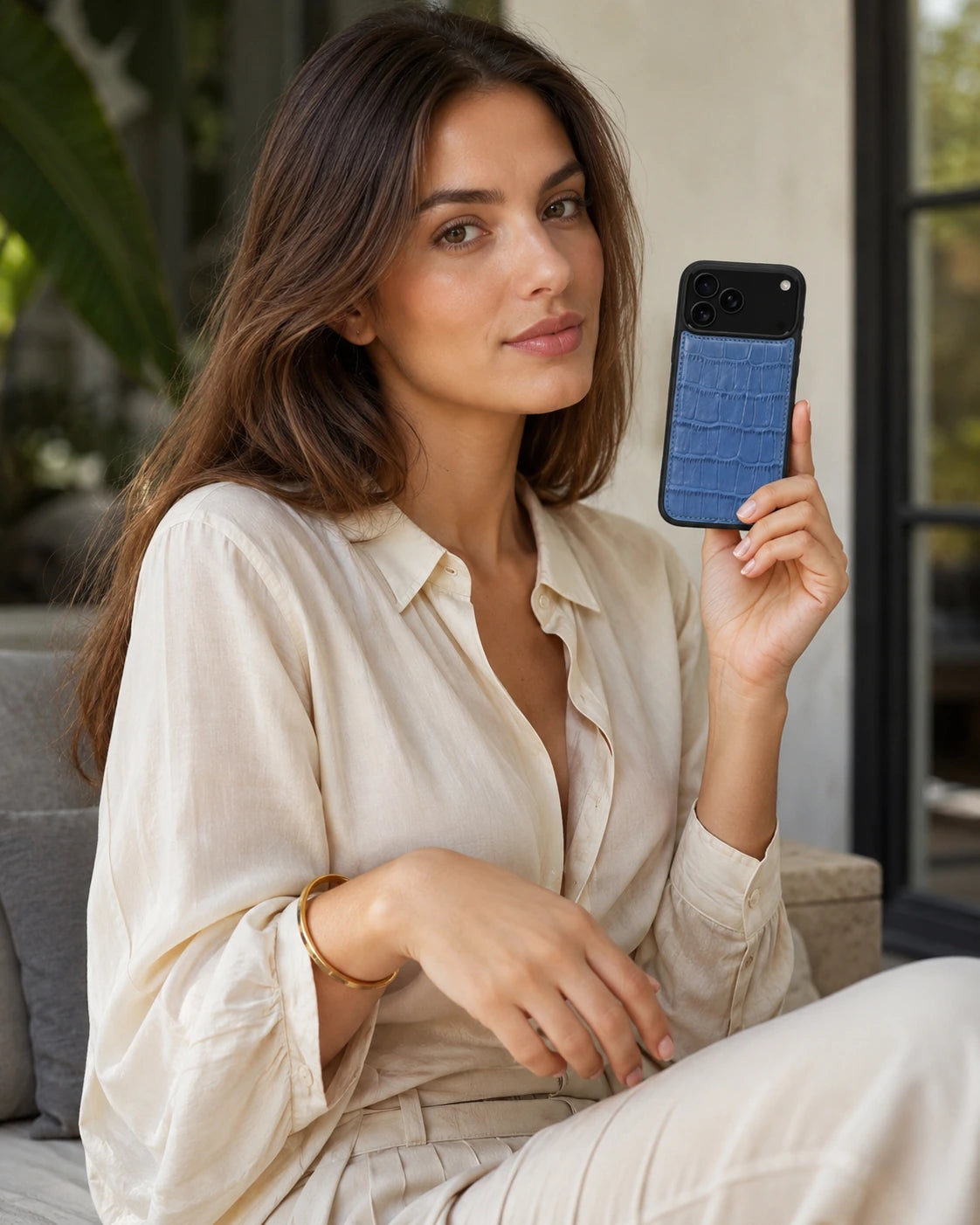 Premium iPhone Kılıfı | Saks Mavi Croco