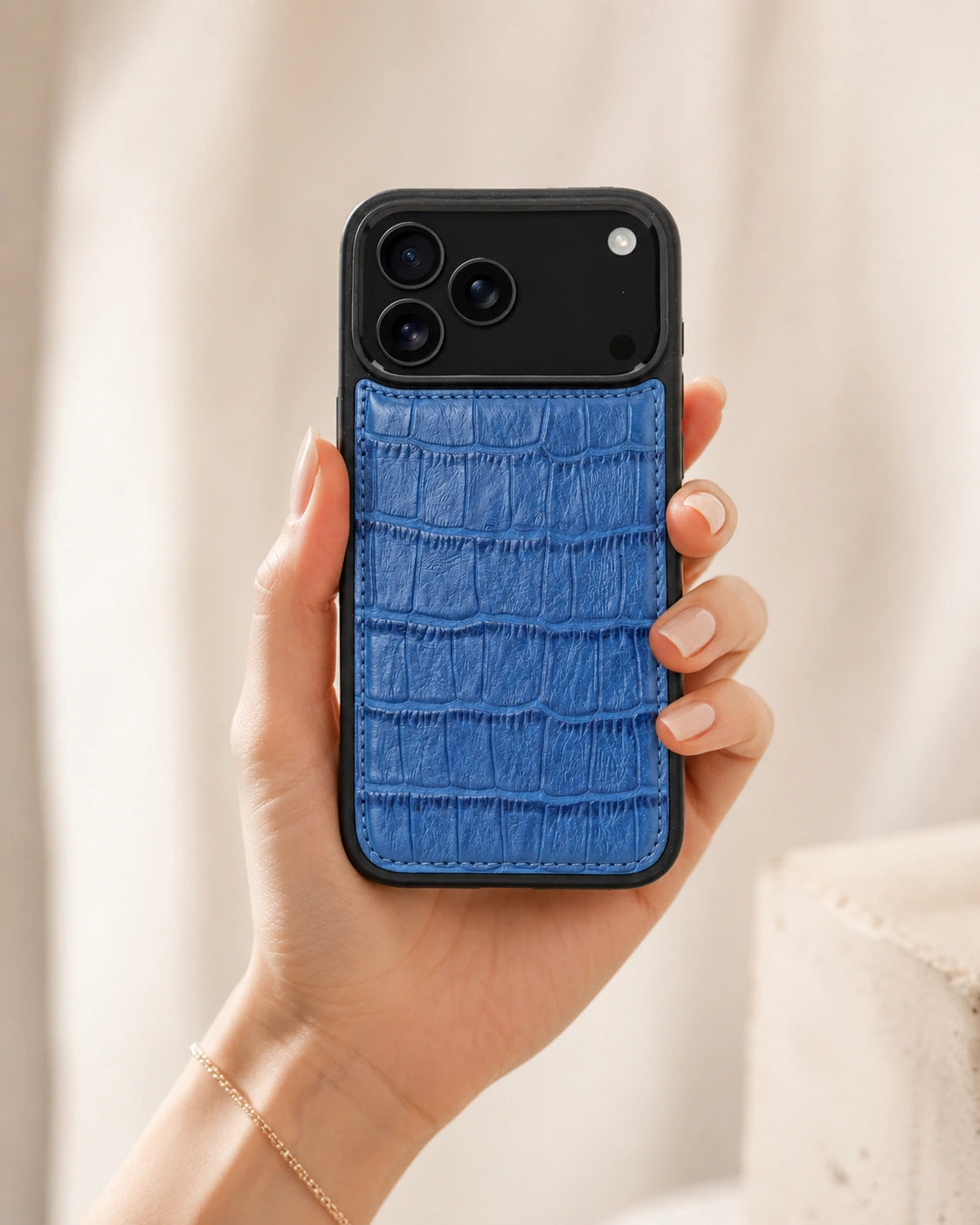 Premium iPhone Kılıfı | Saks Mavi Croco