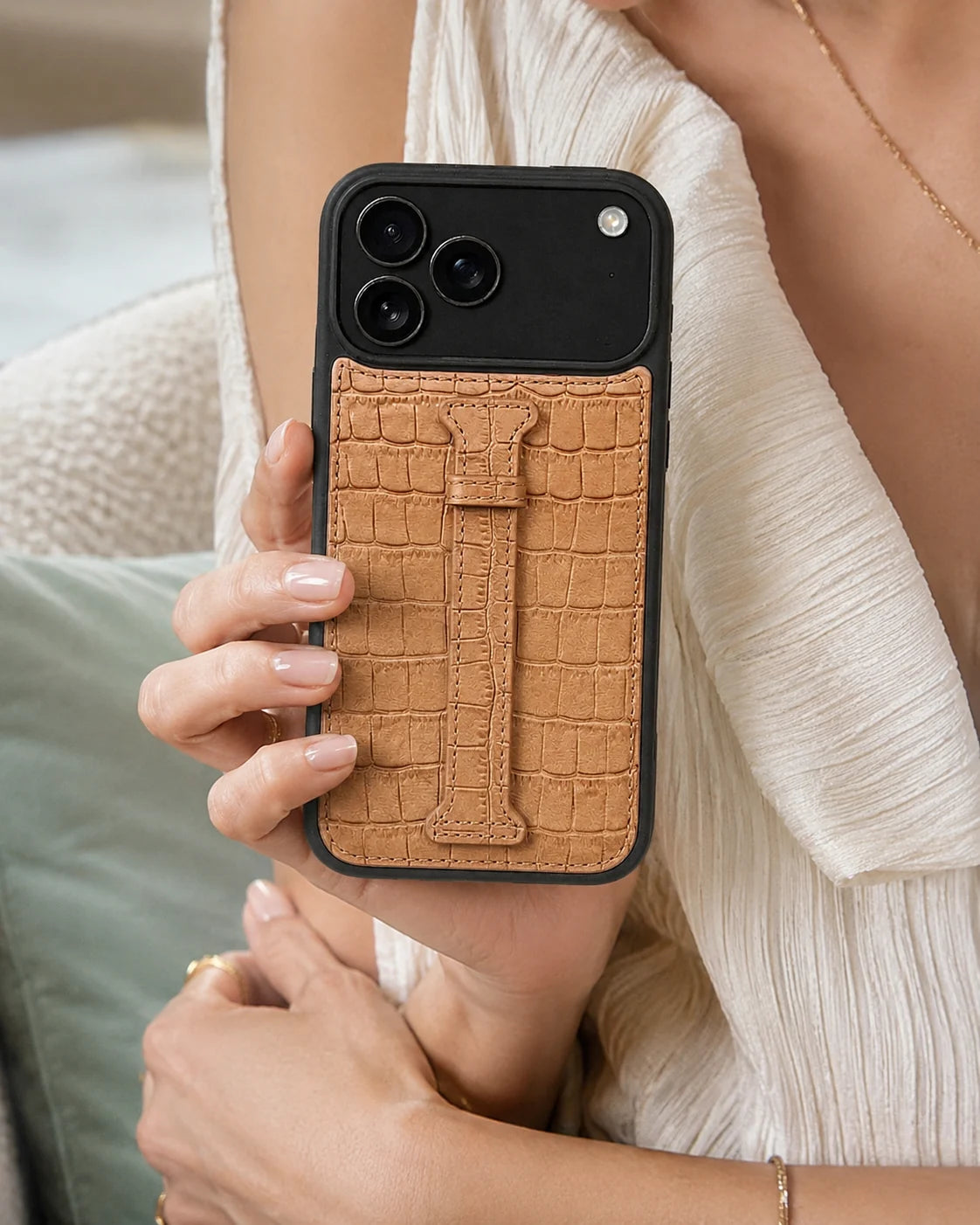 Kemerli iPhone Kılıfı | Taba Mat Croco