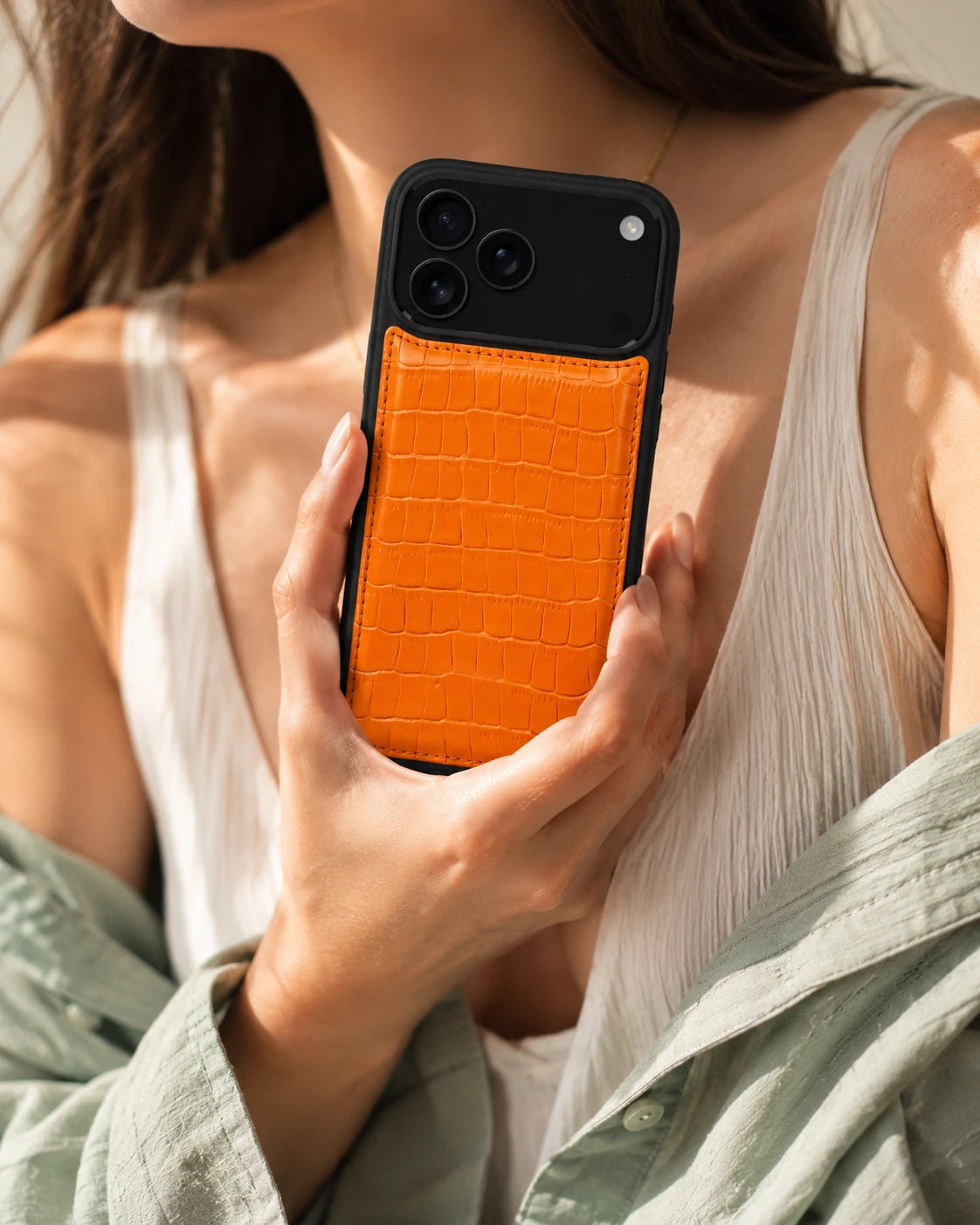 Premium iPhone Kılıfı | Turuncu Mat Croco
