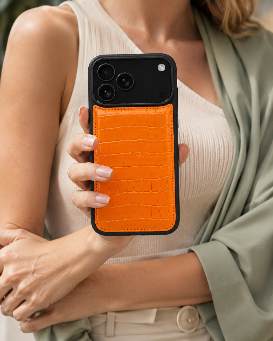 Premium iPhone Kılıfı | Turuncu Mat Croco