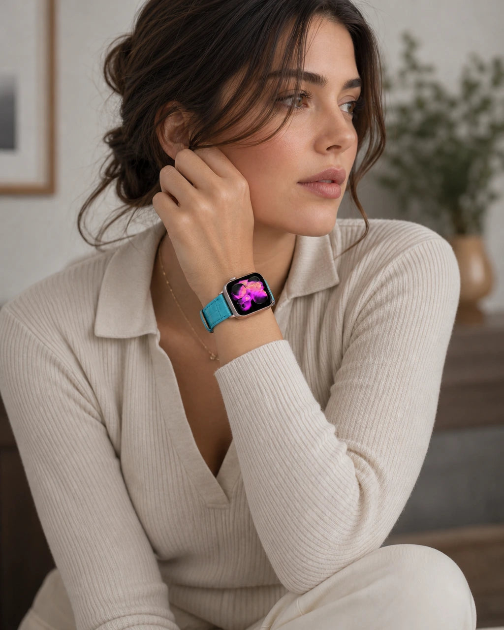 Apple Watch Deri Kordon | Mavi-Yeşil Mat Croco