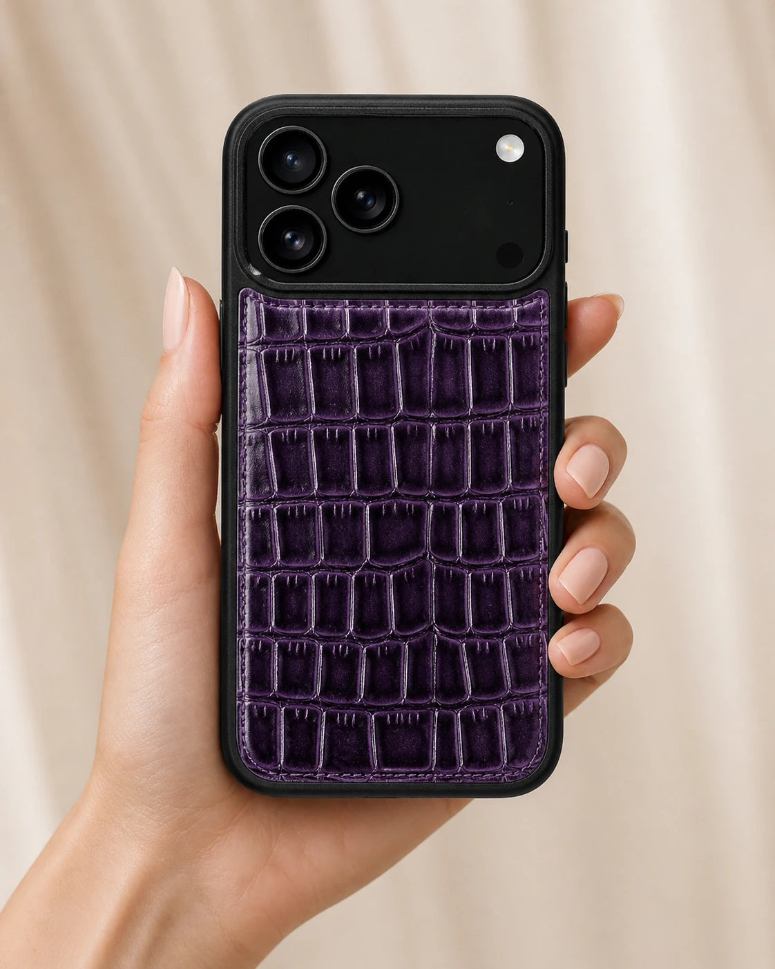 Premium iPhone Kılıfı | Mor Rugan Croco
