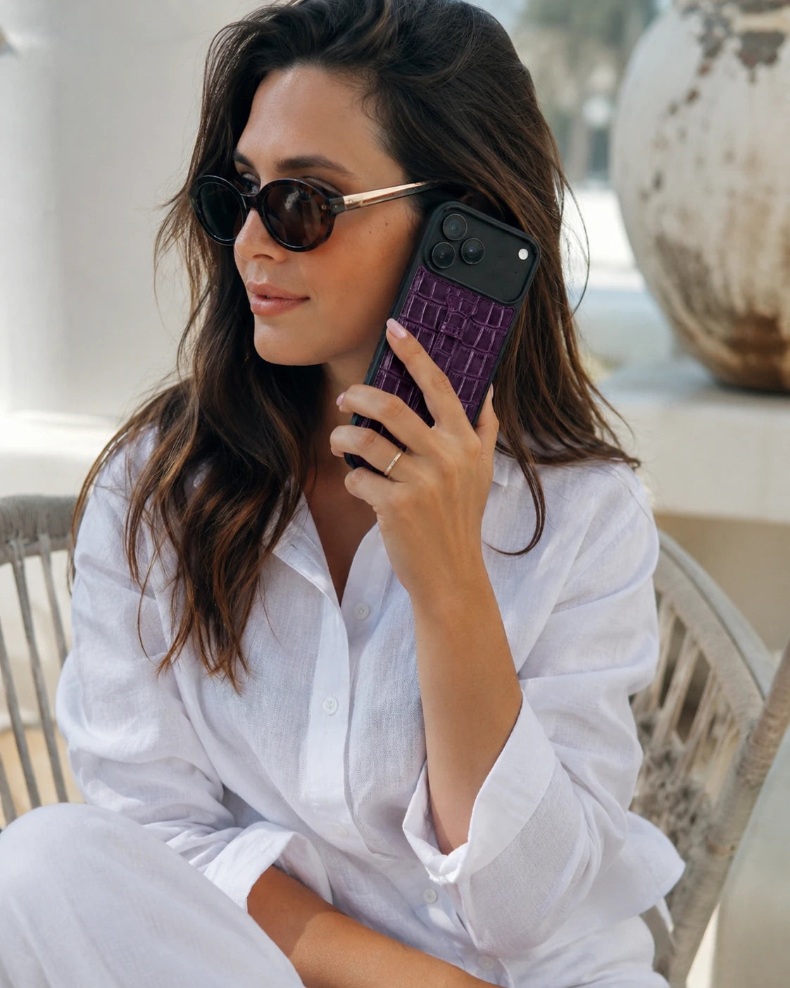 Kemerli iPhone Kılıfı | Mor Rugan Croco