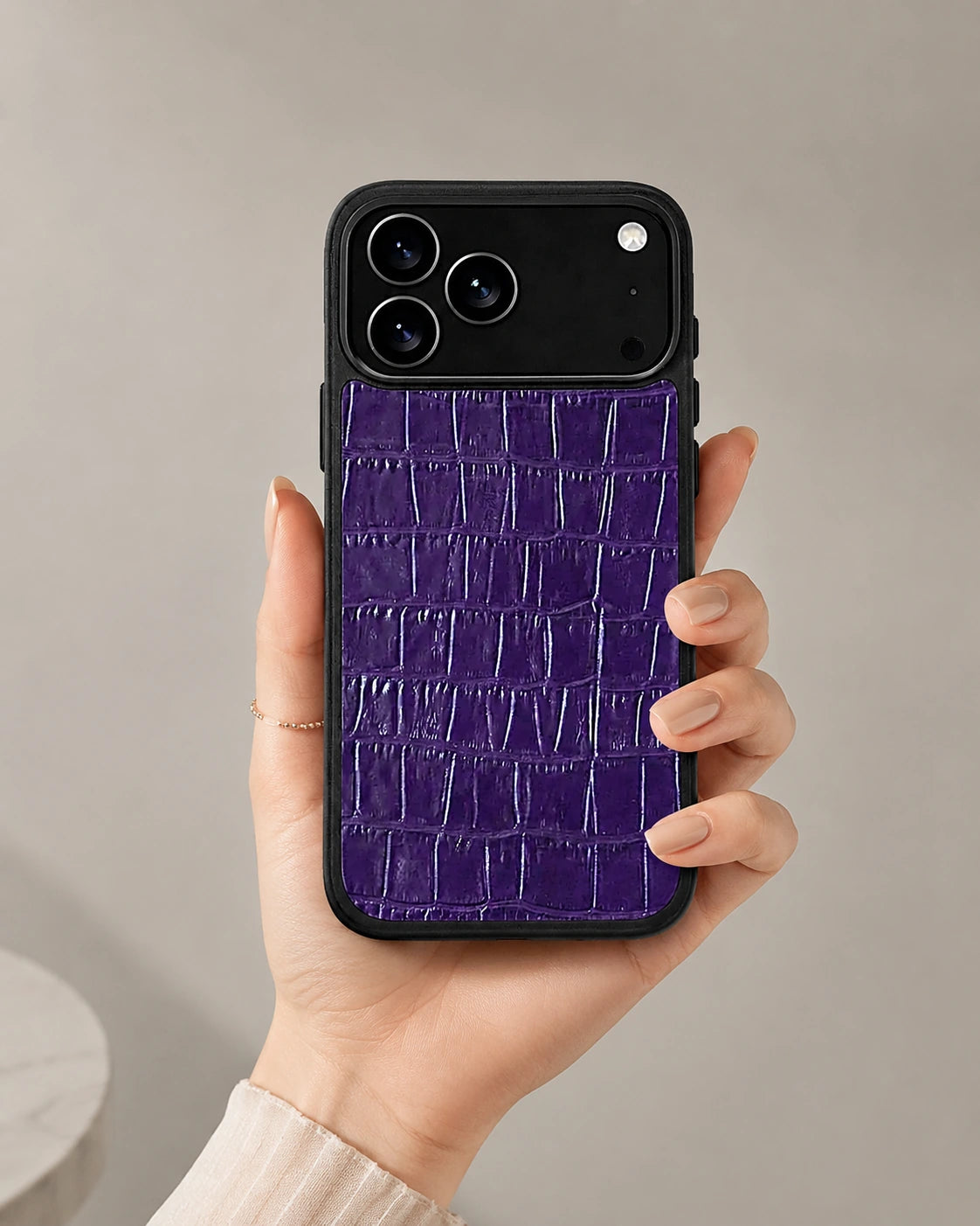 Deri iPhone Kılıfı | Mor Mat Croco | Havuz