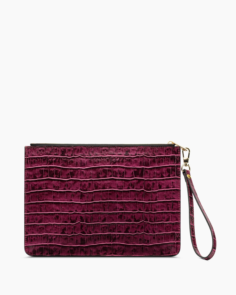 Deri Clutch Rugan Çanta | Mürdüm Croco