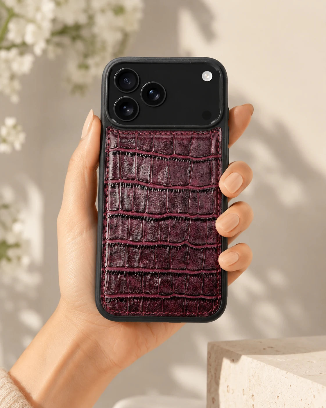 Premium iPhone Kılıfı | Mürdüm Croco