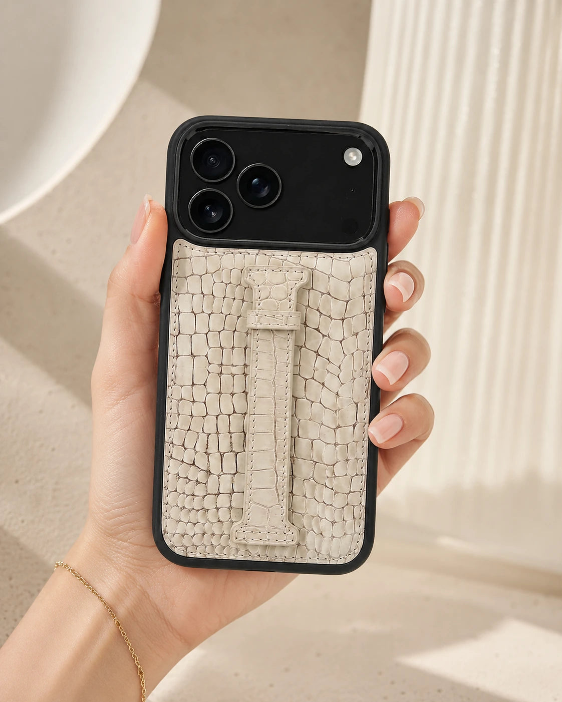 Kemerli iPhone Kılıfı | Natural Küçük Croco