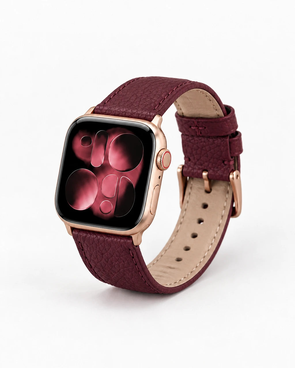 Apple Watch Deri Kordon | Parlak Bordo Togo