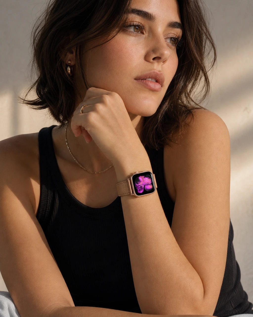 Apple Watch Deri Kordon | Parlak Rose Gold Togo