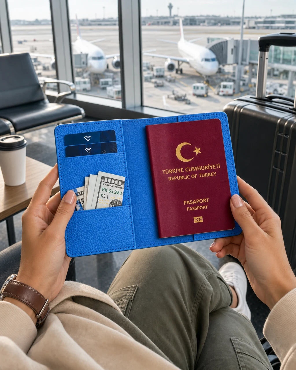Parlement Mavi Togo deri pasaport kılıfı - görsel 3