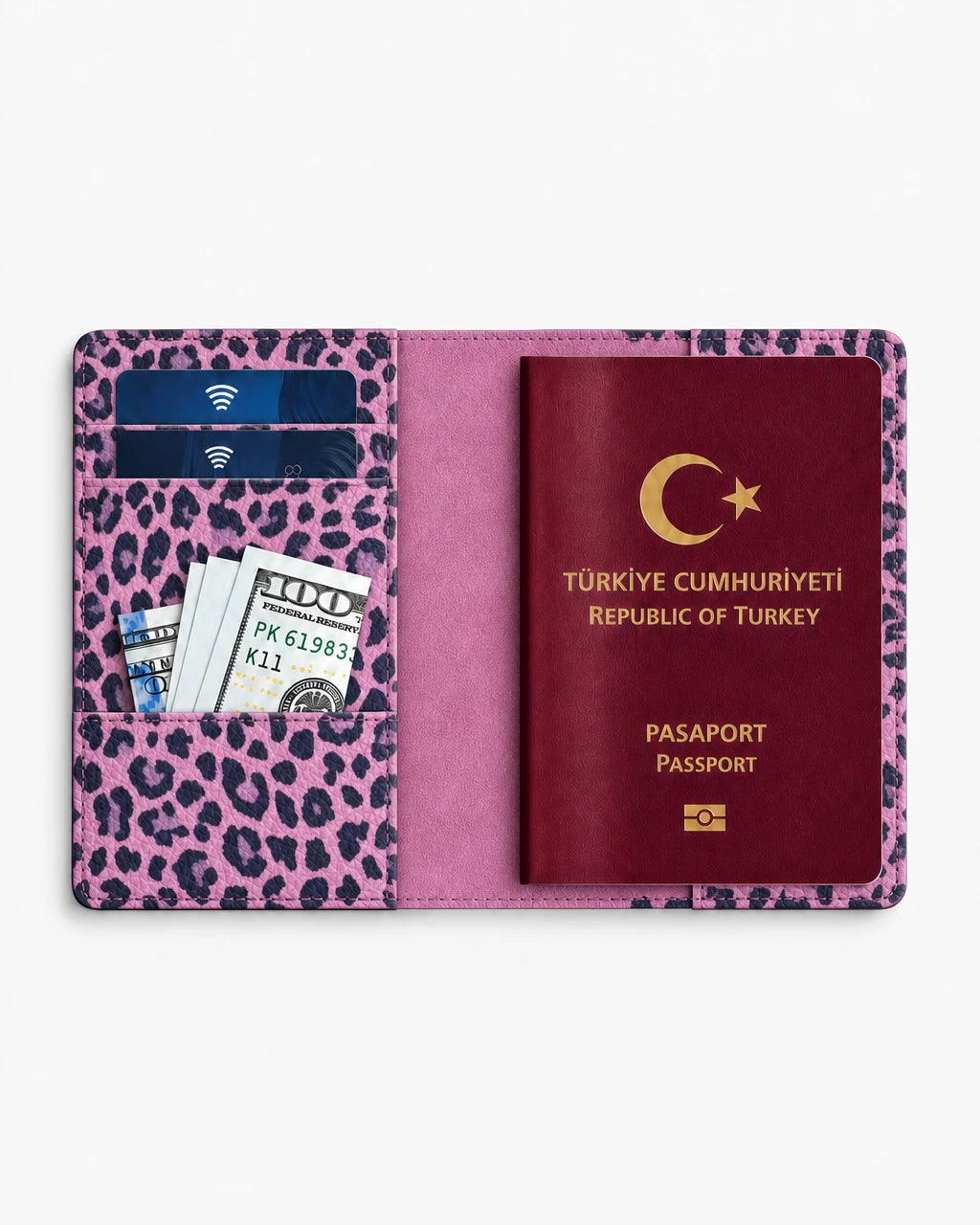 Pembe Leopar deri pasaport kılıfı - görsel 4