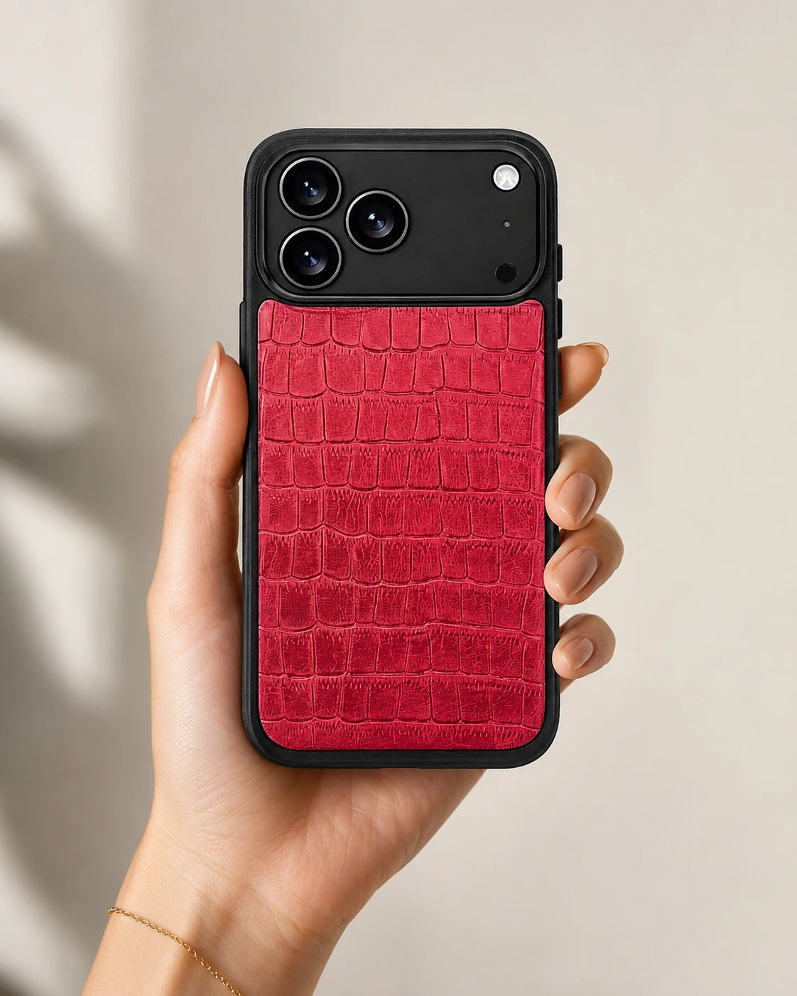 Deri iPhone Kılıfı | Pembe Mat Croco | Havuz