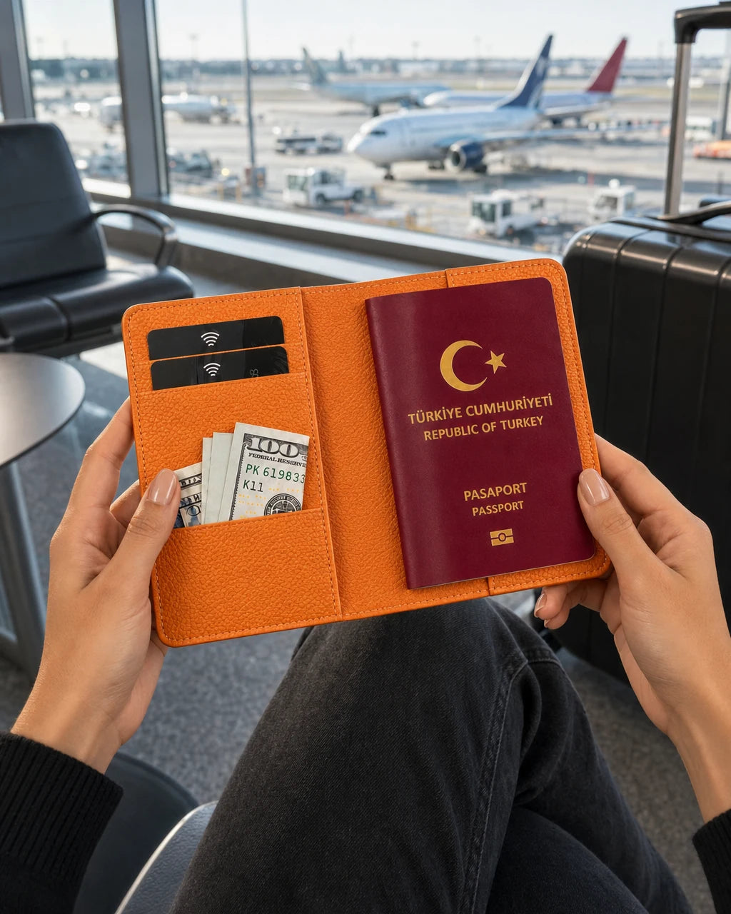 Portakal Togo deri pasaport kılıfı - görsel 3