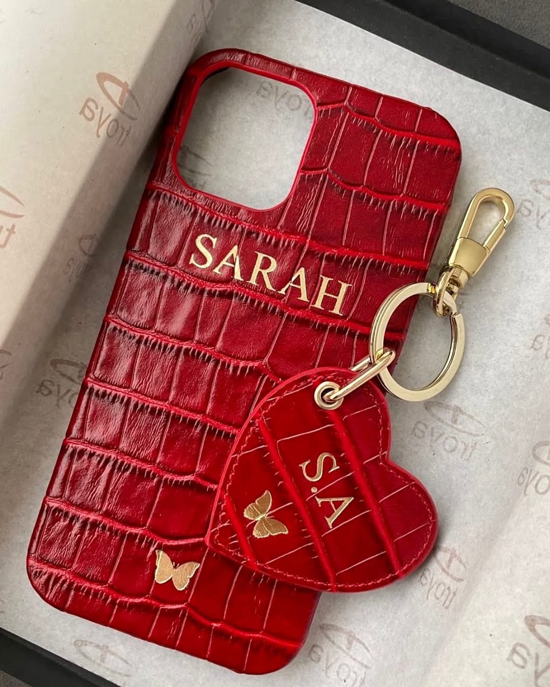 Kırmızı Rugan Croco Deri iPhone Kılıfı