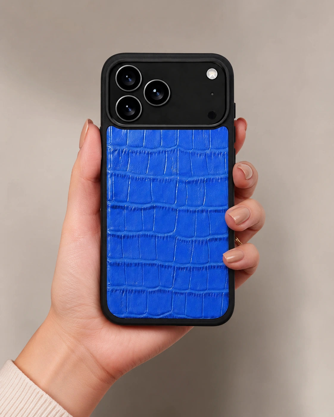 Deri iPhone Kılıfı | Saks Mavi Mat Croco | Havuz