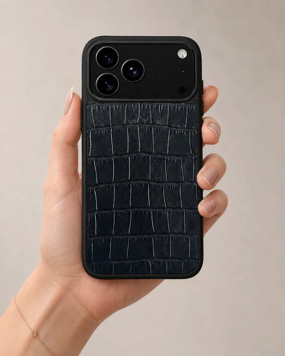 Deri iPhone Kılıfı | Siyah Mat Croco | Havuz