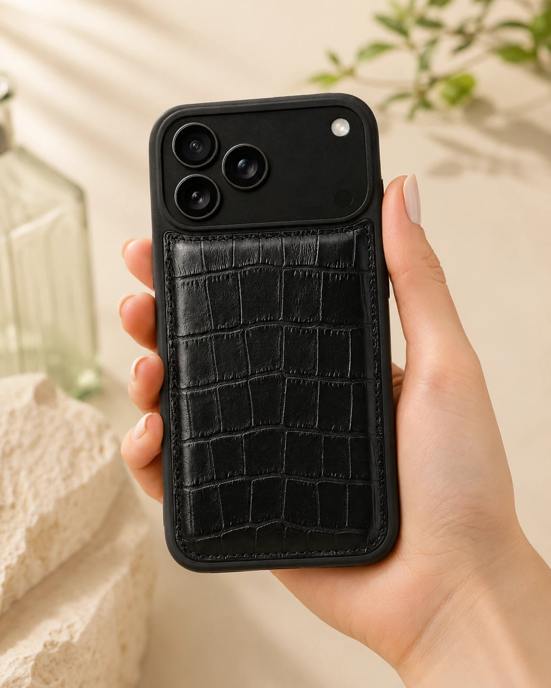Premium iPhone Kılıfı | Siyah Mat Croco