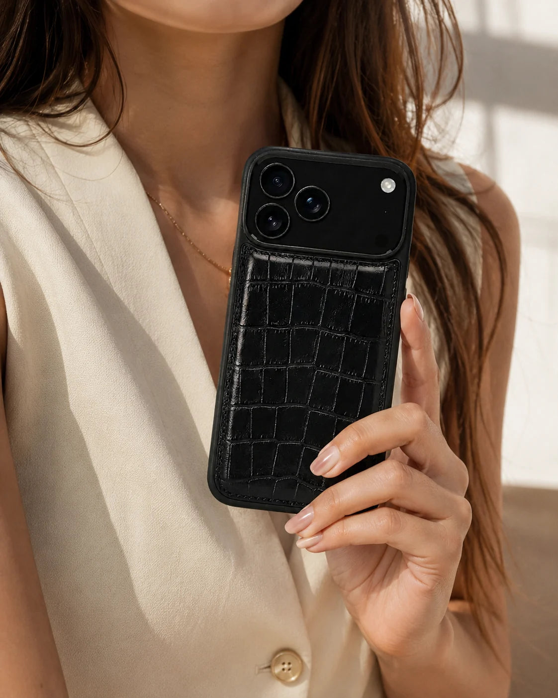 Premium iPhone Kılıfı | Siyah Mat Croco