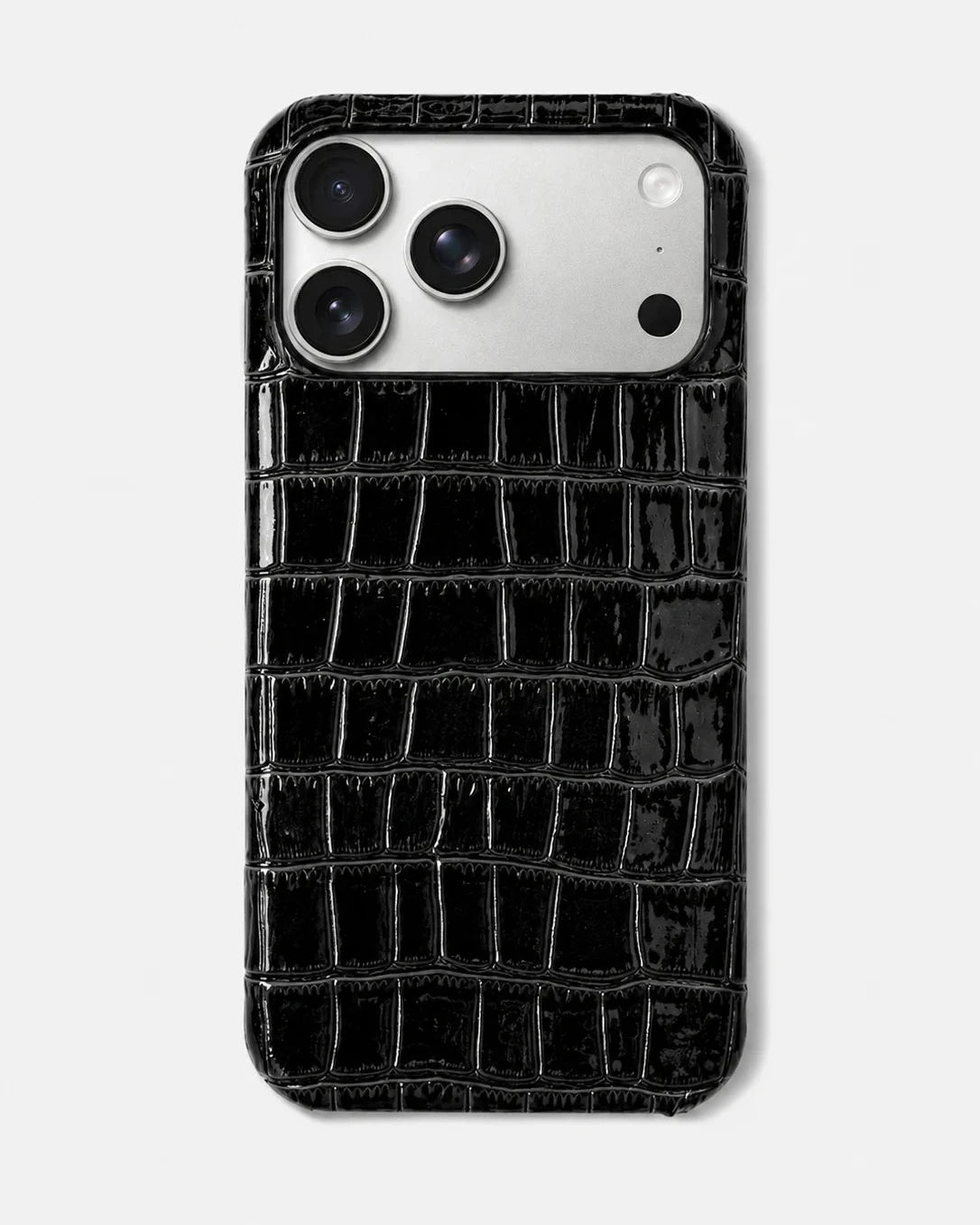 Siyah Rugan Croco Deri iPhone Kılıfı