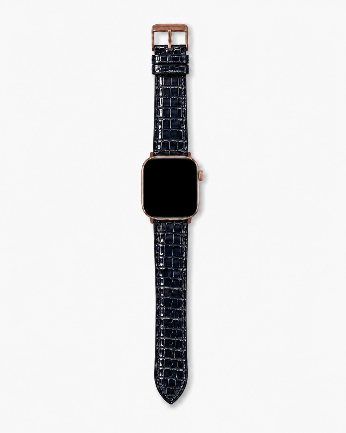 Apple Watch Deri Kordon | Siyah Rugan Küçük Croco