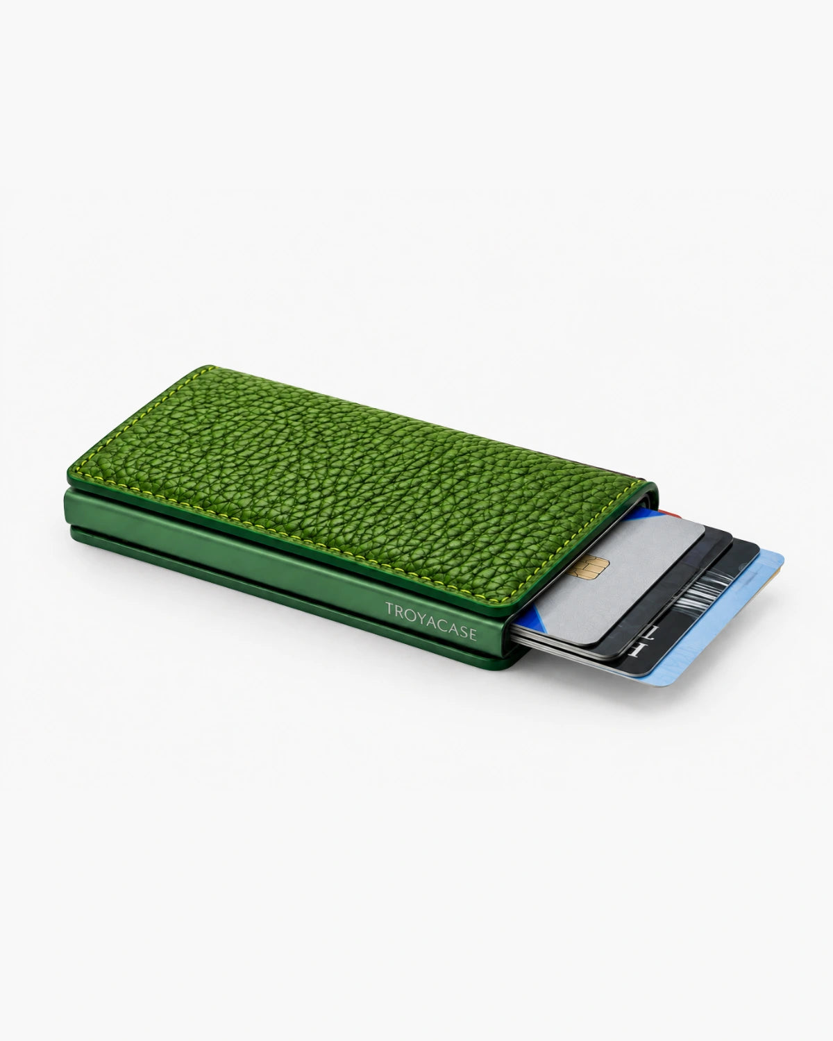 Troya Smart Slim Mekanizmalı Deri Kartlık | Açık Yeşil Togo