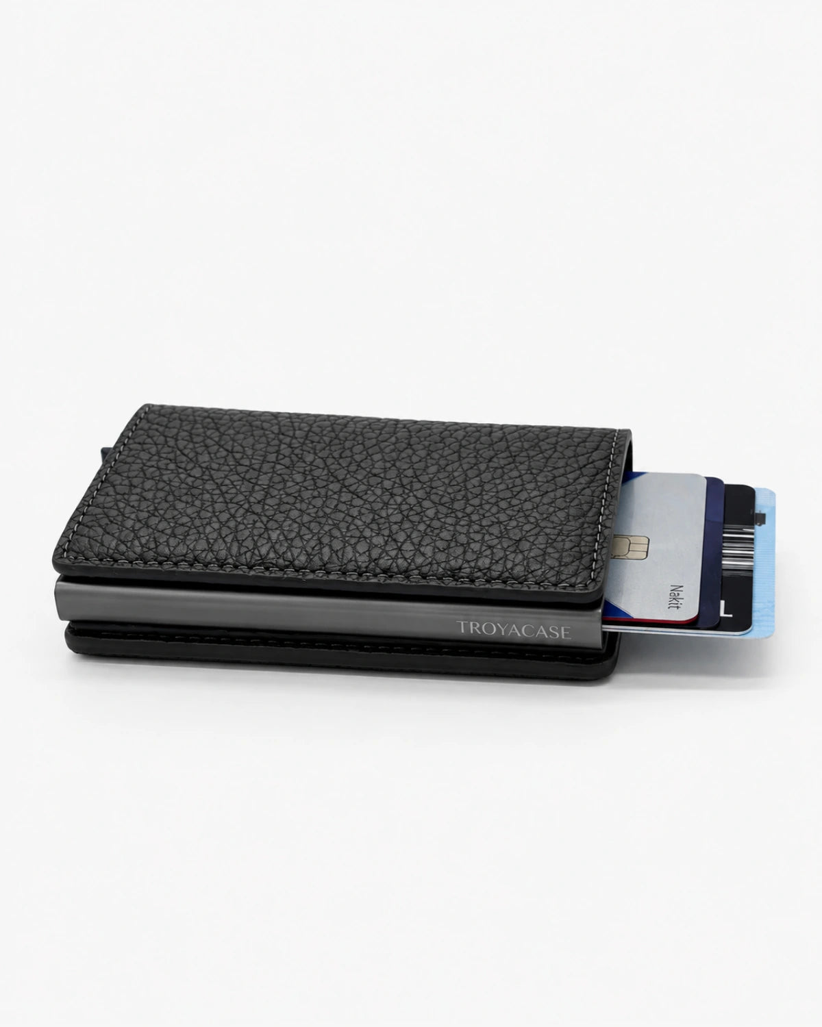 Troya Smart Slim Mekanizmalı Deri Kartlık | Gri Togo