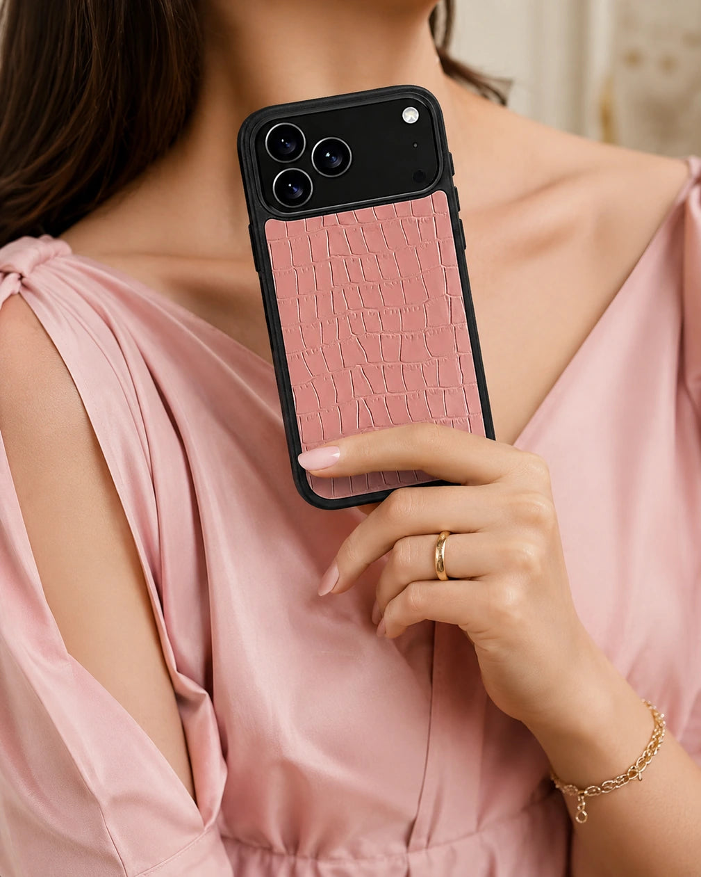 Deri iPhone Kılıfı | Somon Mat Croco | Havuz
