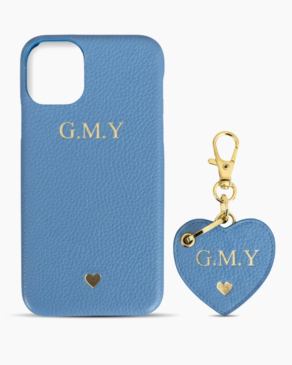 iPhone Kılıfı ve Kalpli Anahtarlık Seti | Bebek Mavi Deri