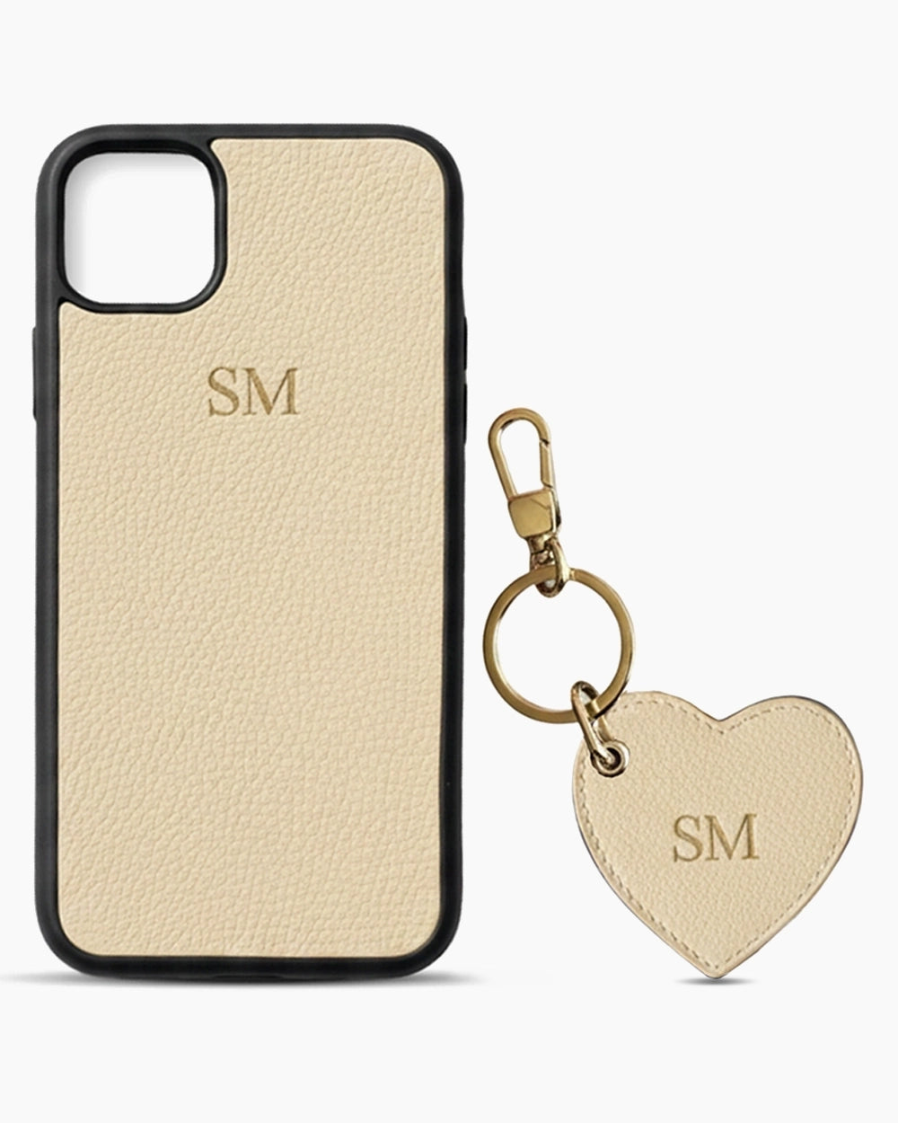 iPhone Kılıfı ve Kalpli Anahtarlık Seti | Bej Togo