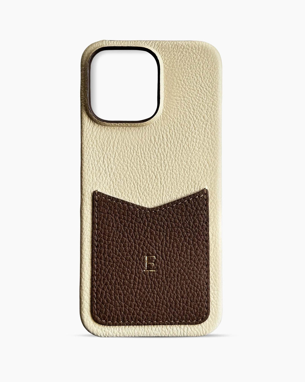 Deri iPhone Kılıfı | Cepli Model | Bej ve Kahve Togo