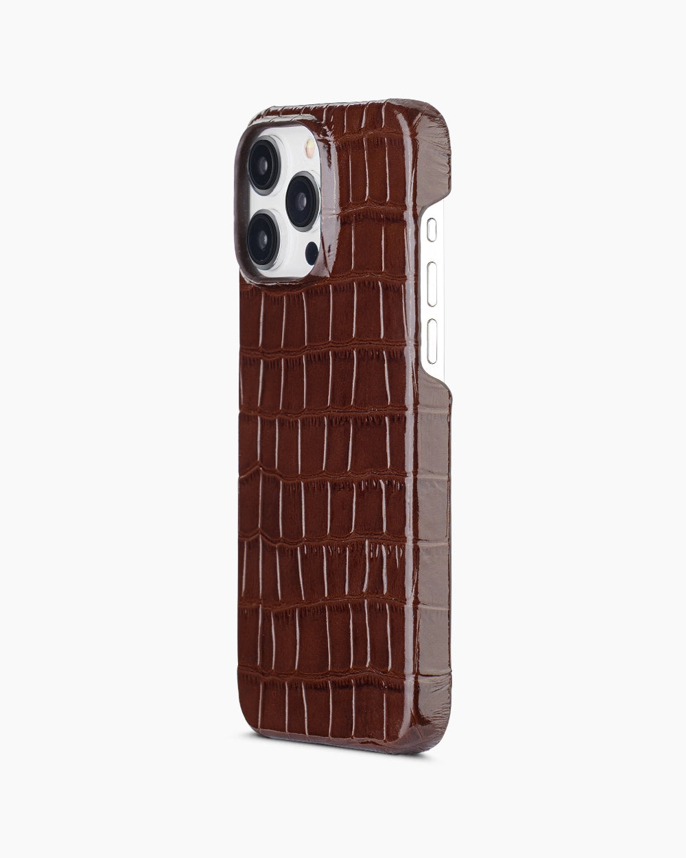 Kahve Rugan Croco Deri iPhone Kılıfı