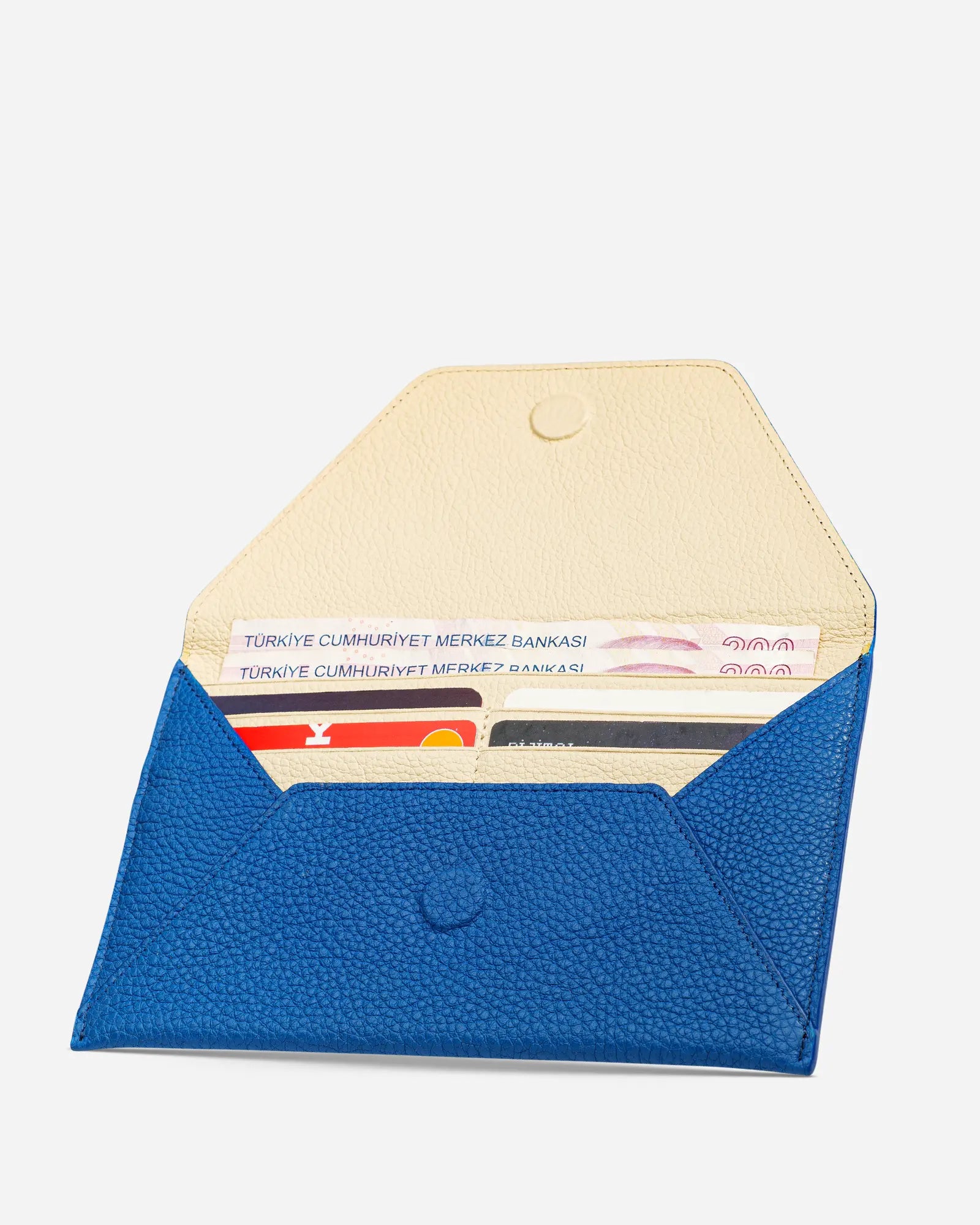 Deri Zarf Cüzdan Mavi Flotur