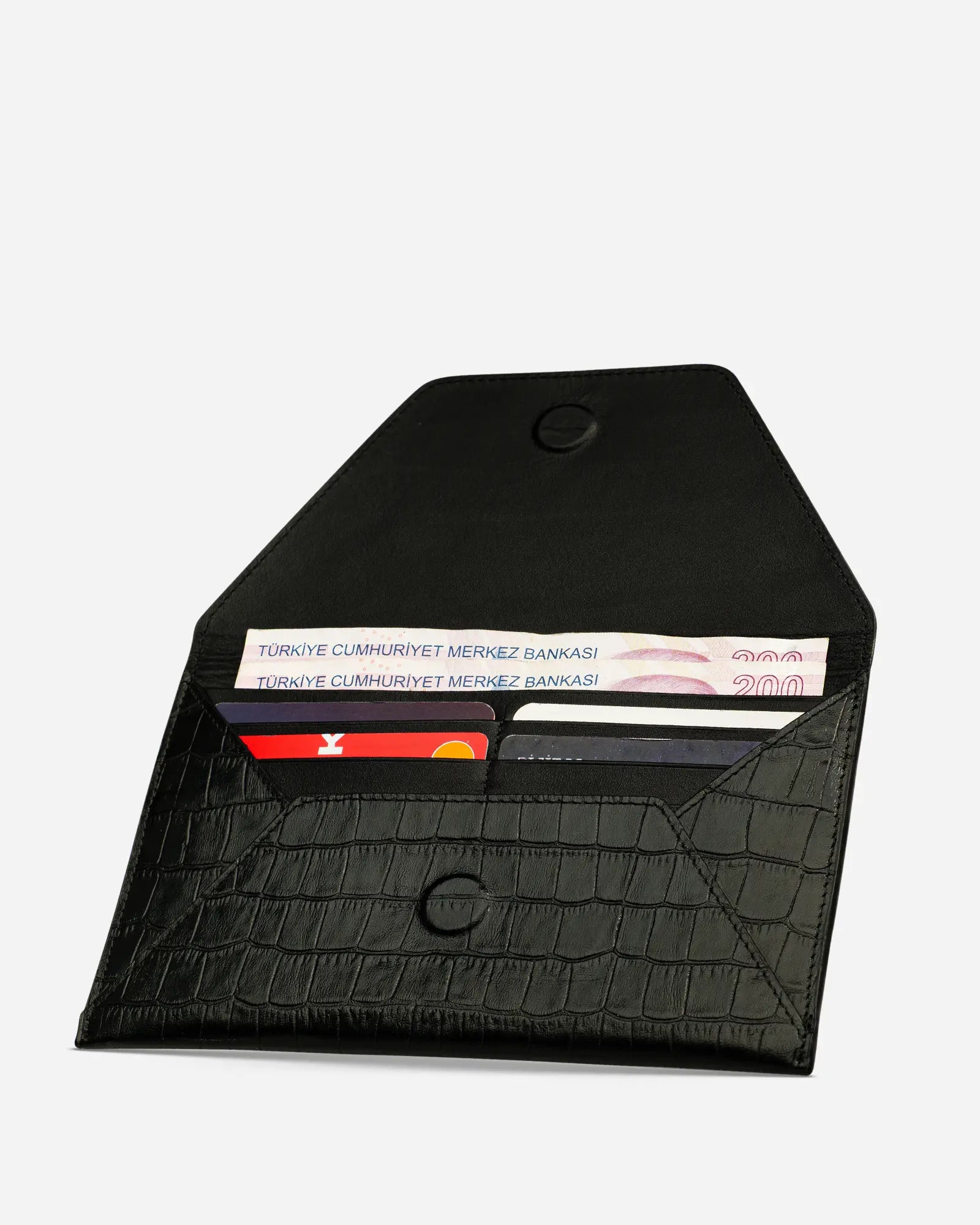Deri Zarf Cüzdan siyah Croco