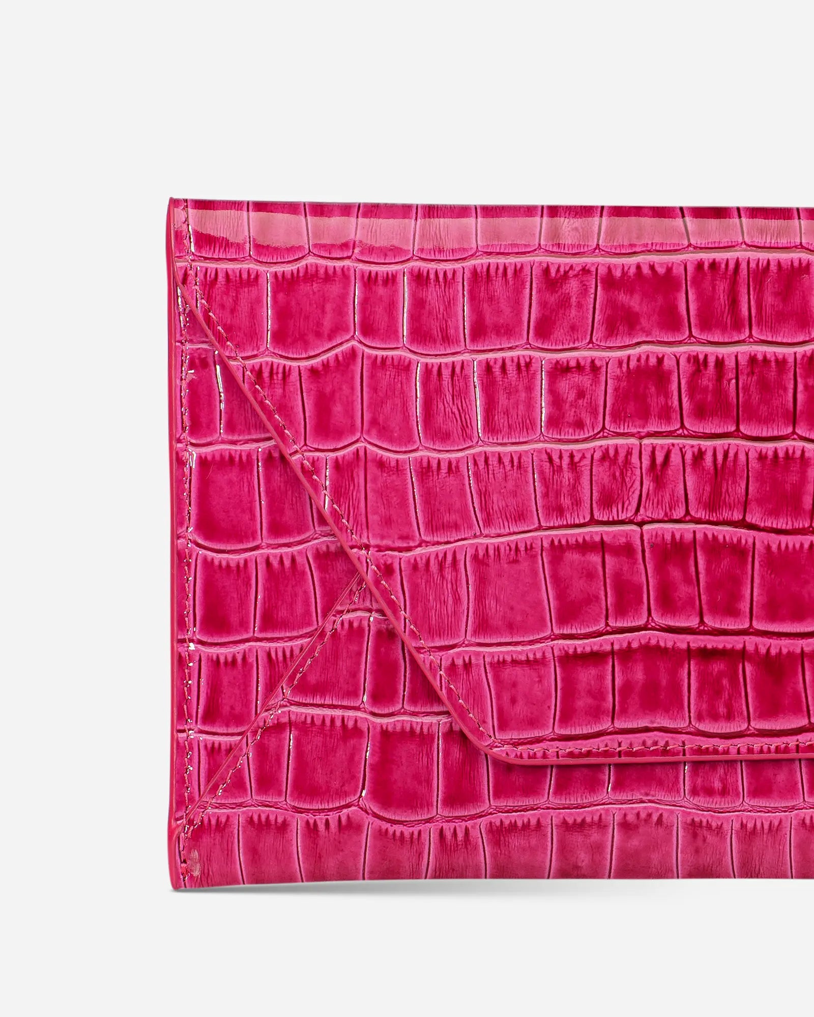 Deri Zarf Cüzdan Fuşya Croco