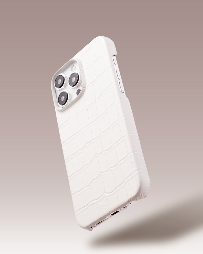 Emerald Beyaz Rugan Croco Deri iPhone Kılıf