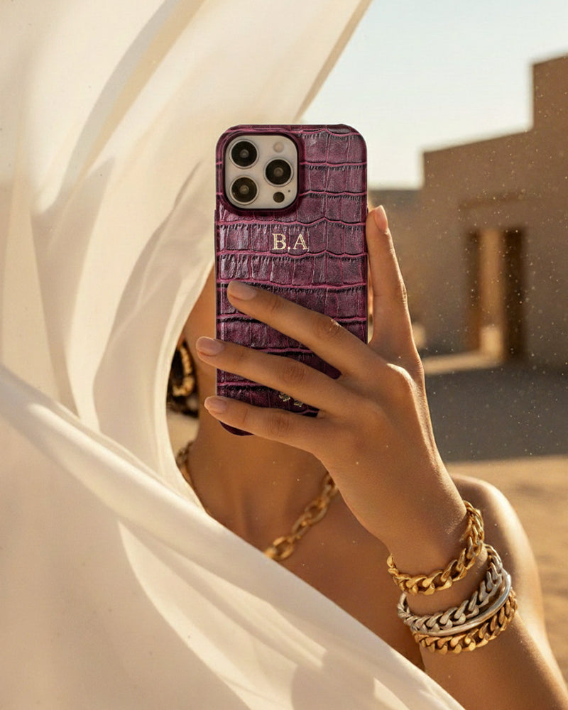 Mürdüm Croco Deri iPhone Kılıfı