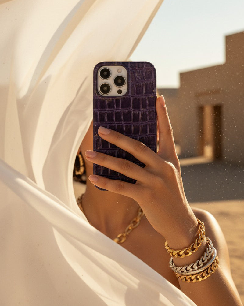 Mor Rugan Croco Deri iPhone Kılıfı