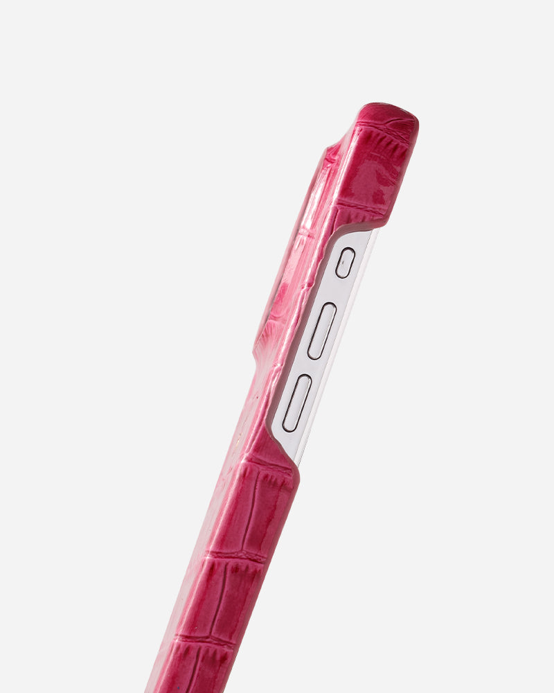 Fuşya Croco Deri iPhone Kılıfı