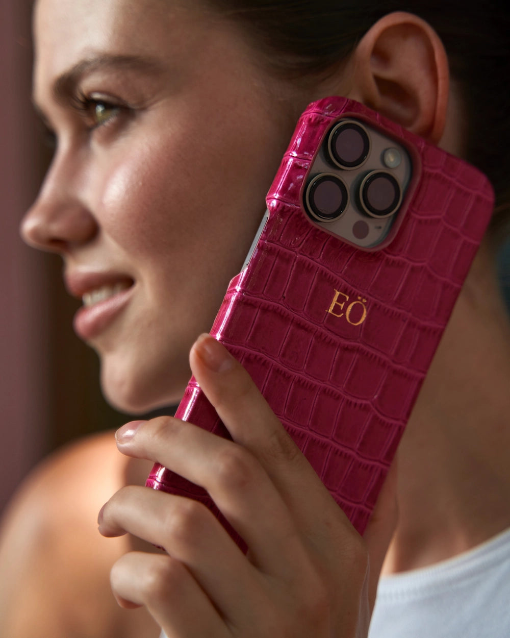 Fuşya Croco Deri iPhone Kılıfı