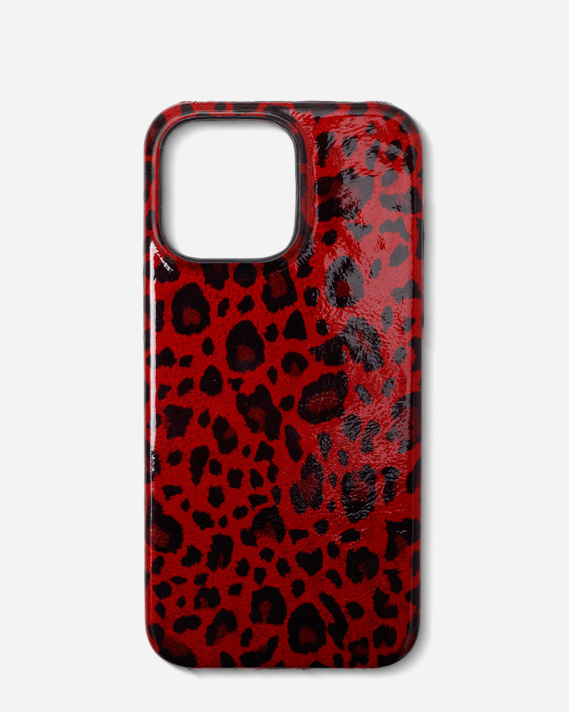 Kırmızı Rugan Leopar Deri iPhone Kılıfı