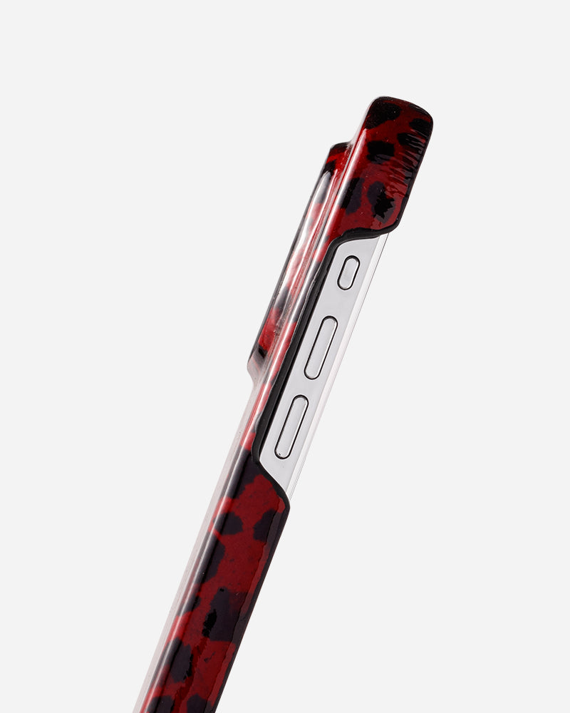 Kırmızı Rugan Leopar Deri iPhone Kılıfı