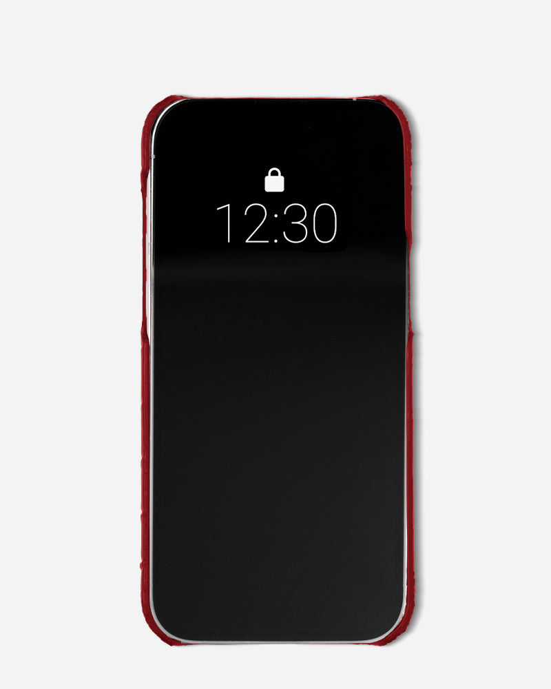 Kırmızı Leopar Desenli Suet Deri iPhone Kılıfı