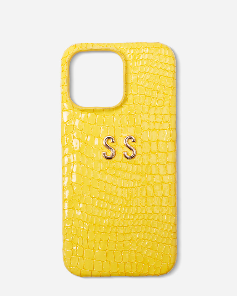 Sarı Küçük Croco Deri iPhone Kılıfı
