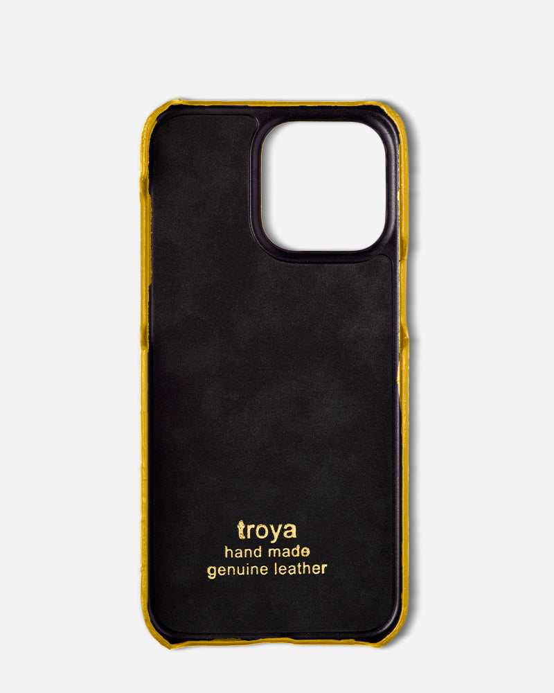 Sarı Küçük Croco Deri iPhone Kılıfı
