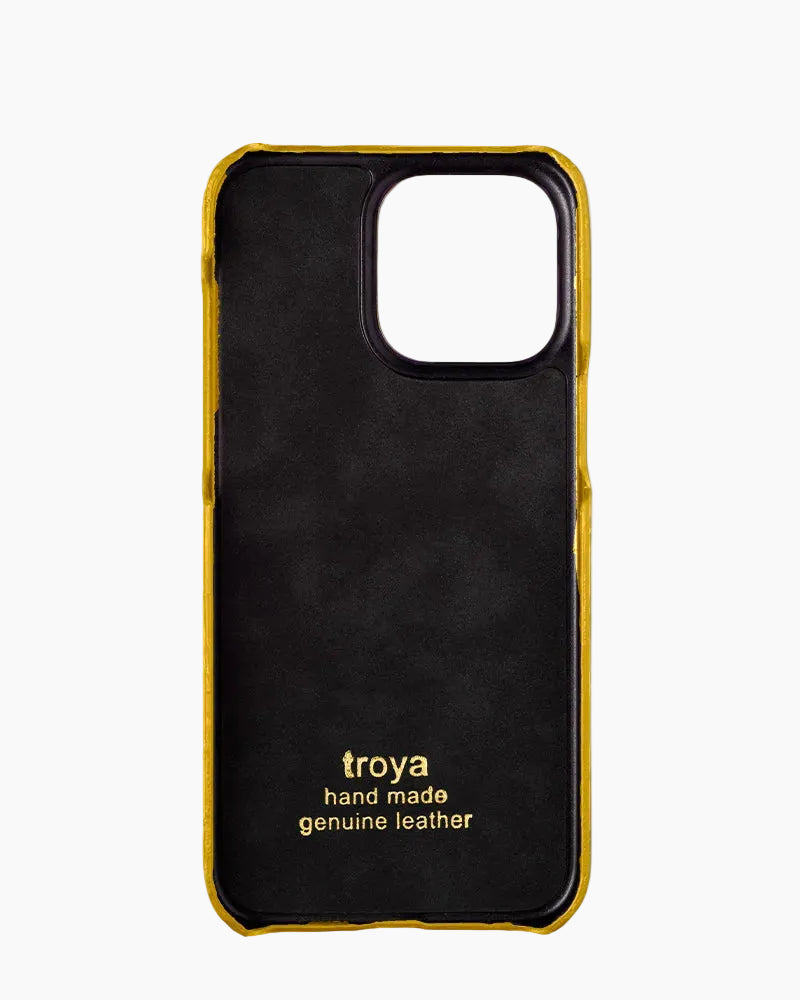 Sarı Küçük Croco Deri iPhone Kılıfı