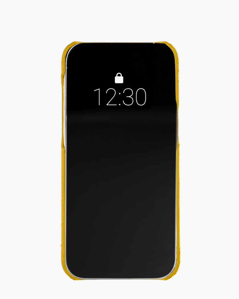 Sarı Küçük Croco Deri iPhone Kılıfı