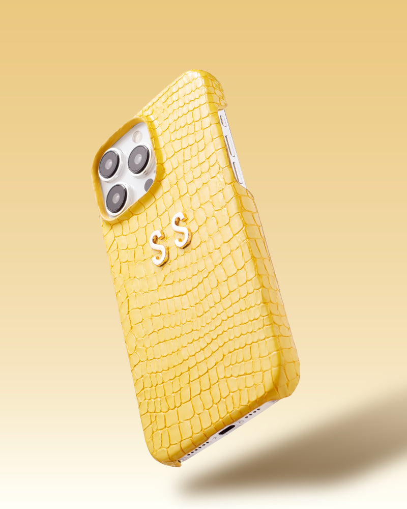 Sarı Küçük Croco Deri iPhone Kılıfı
