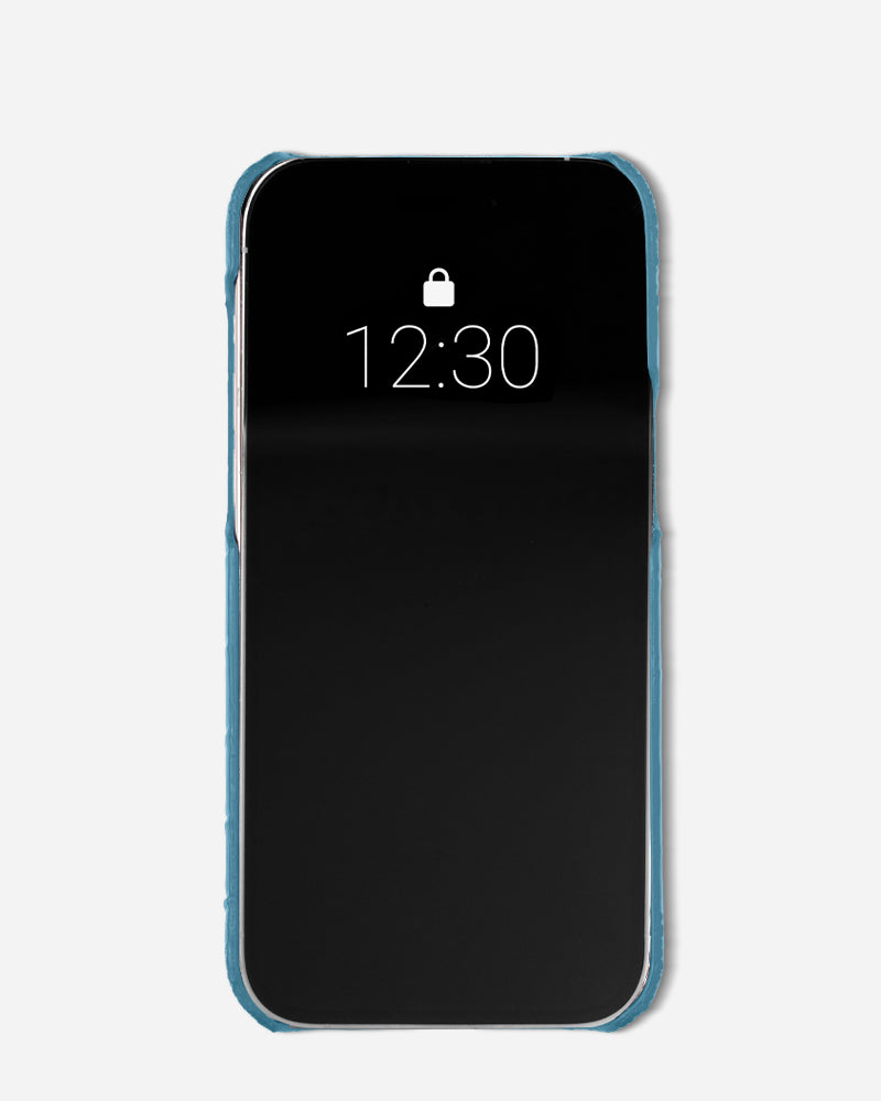 Croco Turkuaz Parlak Deri iPhone Kılıfı